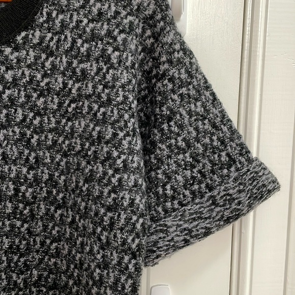 REBECCA TAYLOR oversized gray and black short sleeve sweater.  S - Picture 2 of 5